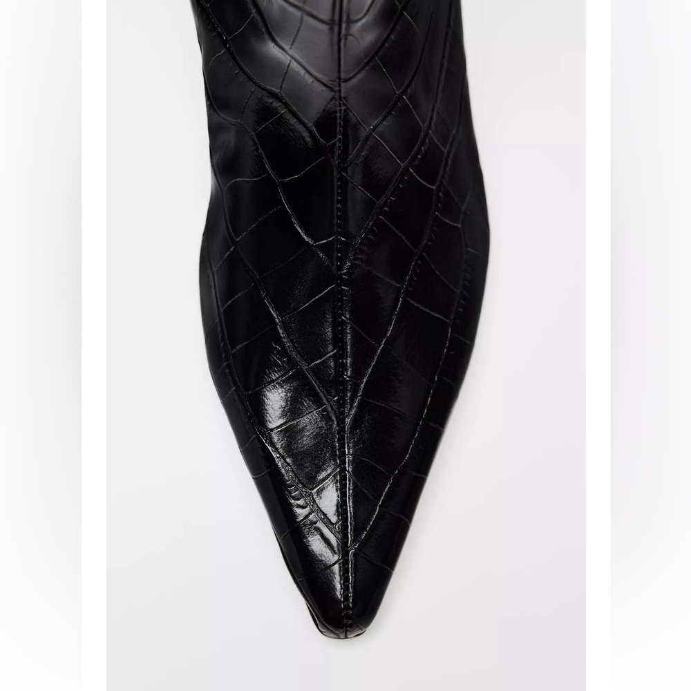 Zara Mock Croc Kitten Heel Boot - Picture 6 of 6
